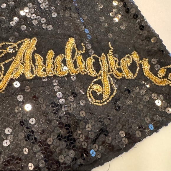 NEW Christian Audigier Womans Black Sequins Top W/ Gold Accents size Medium NWT - Picture 15 of 16